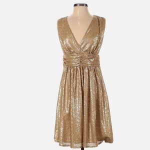 eva mendes for New York & Company Gold Cocktail Dress